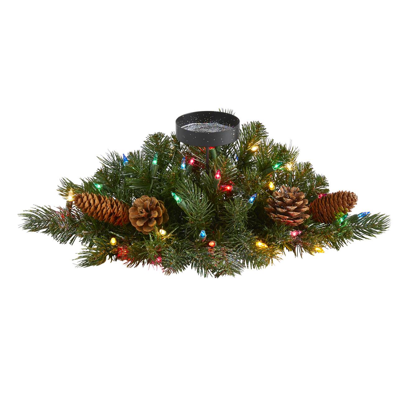 16" Flocked & Glittered Christmas Pine Candelabrum